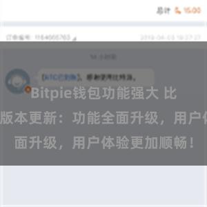 Bitpie钱包功能强大 比特派钱包最新版本更新：功能全面升级，用户体验更加顺畅！